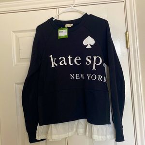 Kate Spade Mixed Media Sweatshirt with logo NWT M